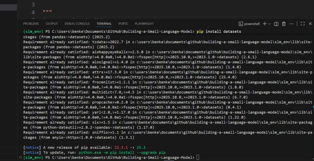 Install datasets for SLM