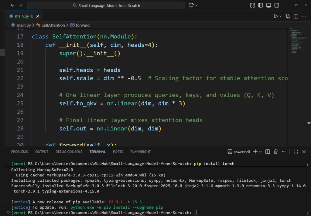 Self-Attention in Visual Studio Code