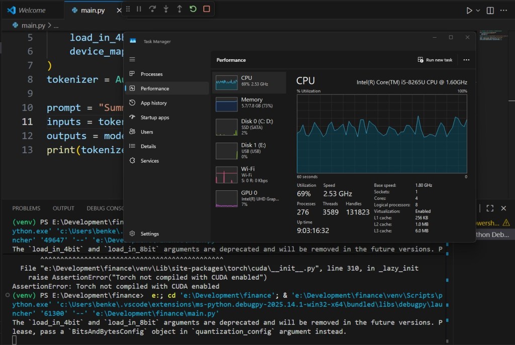 W11 Taskmanager during processing NASDAQ Summary